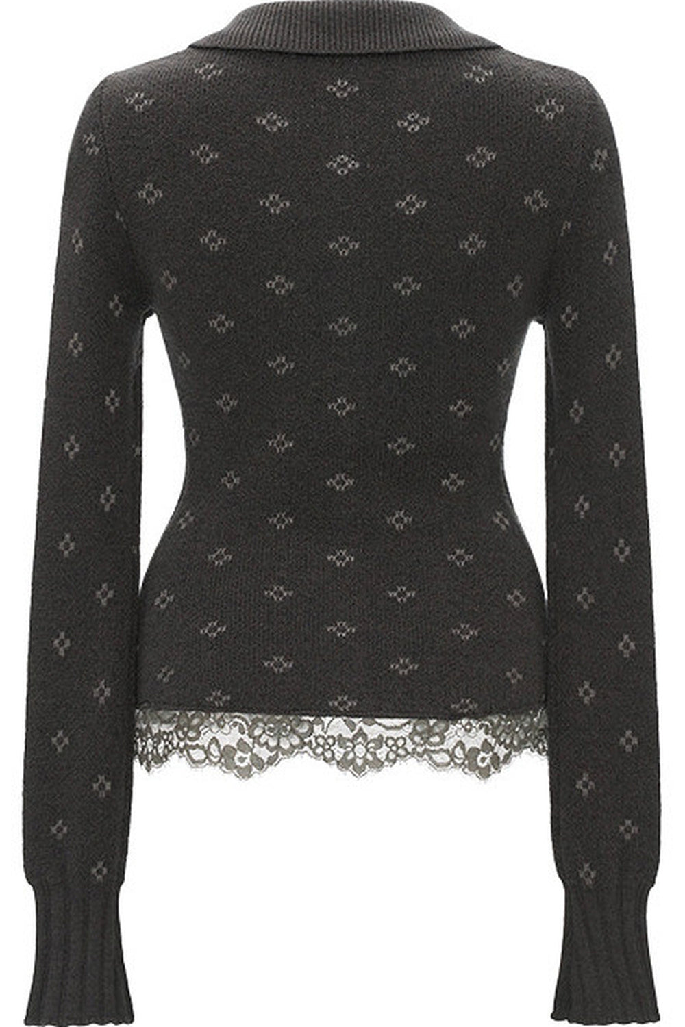 Jacquard Lapel Button Cardigan