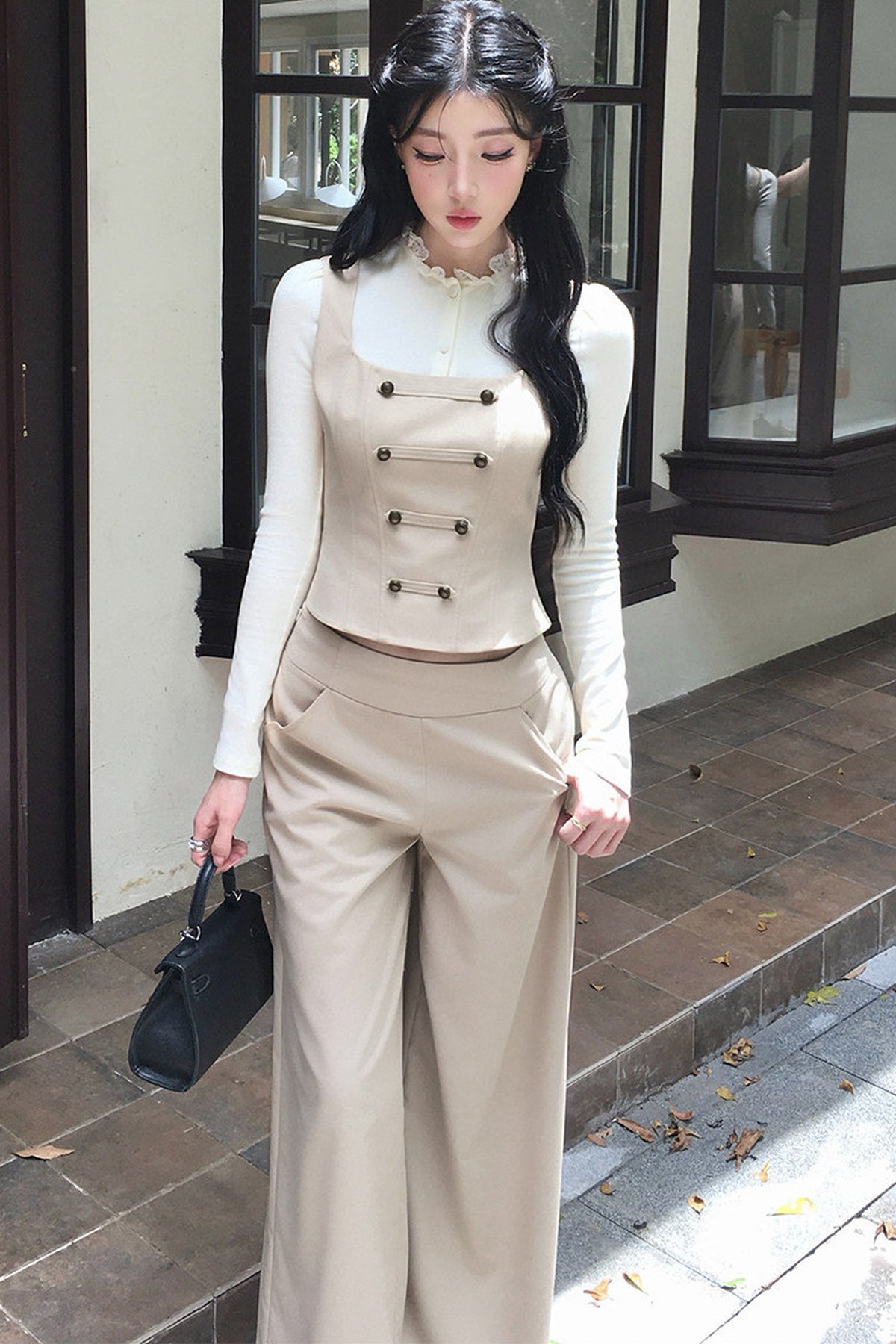 Straight Wide-Leg Pants