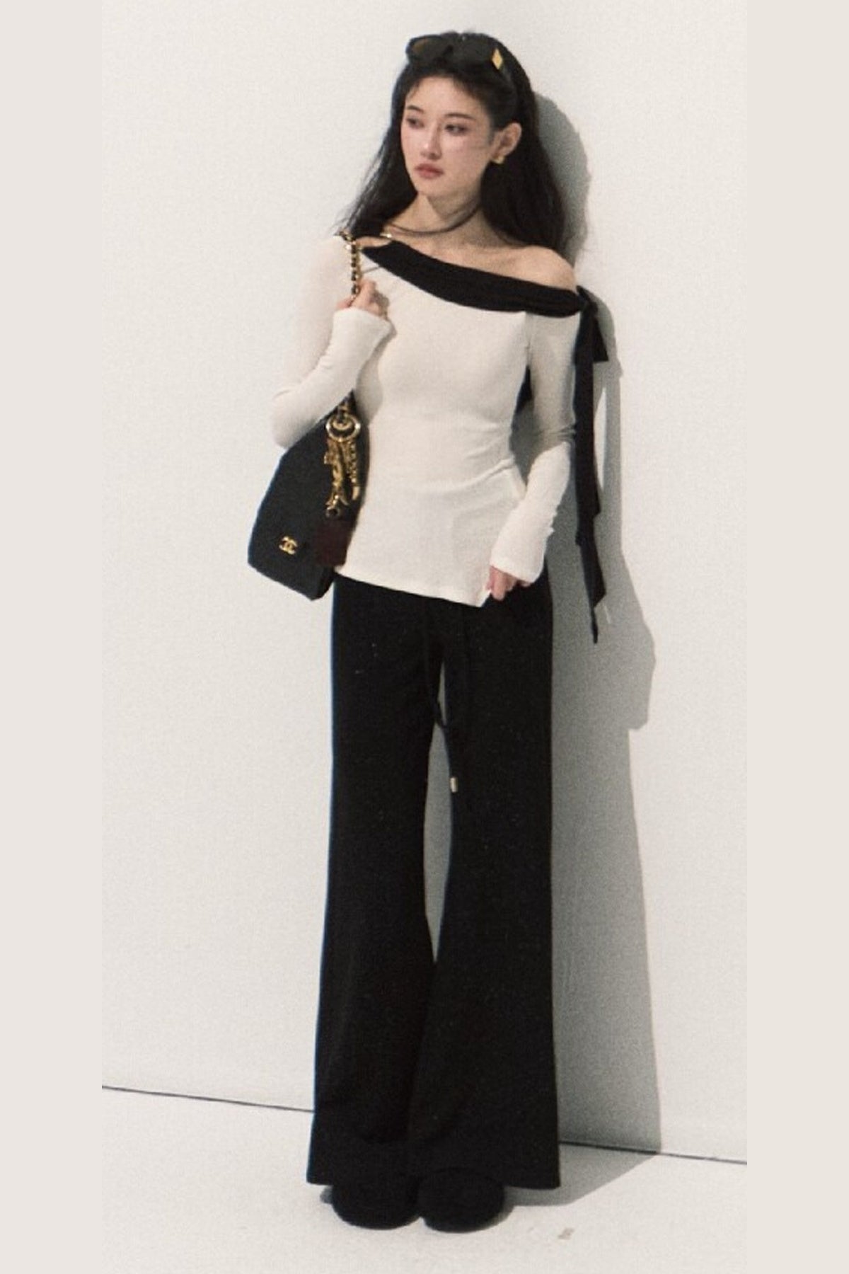 Off-Shoulder Wool Knit Top