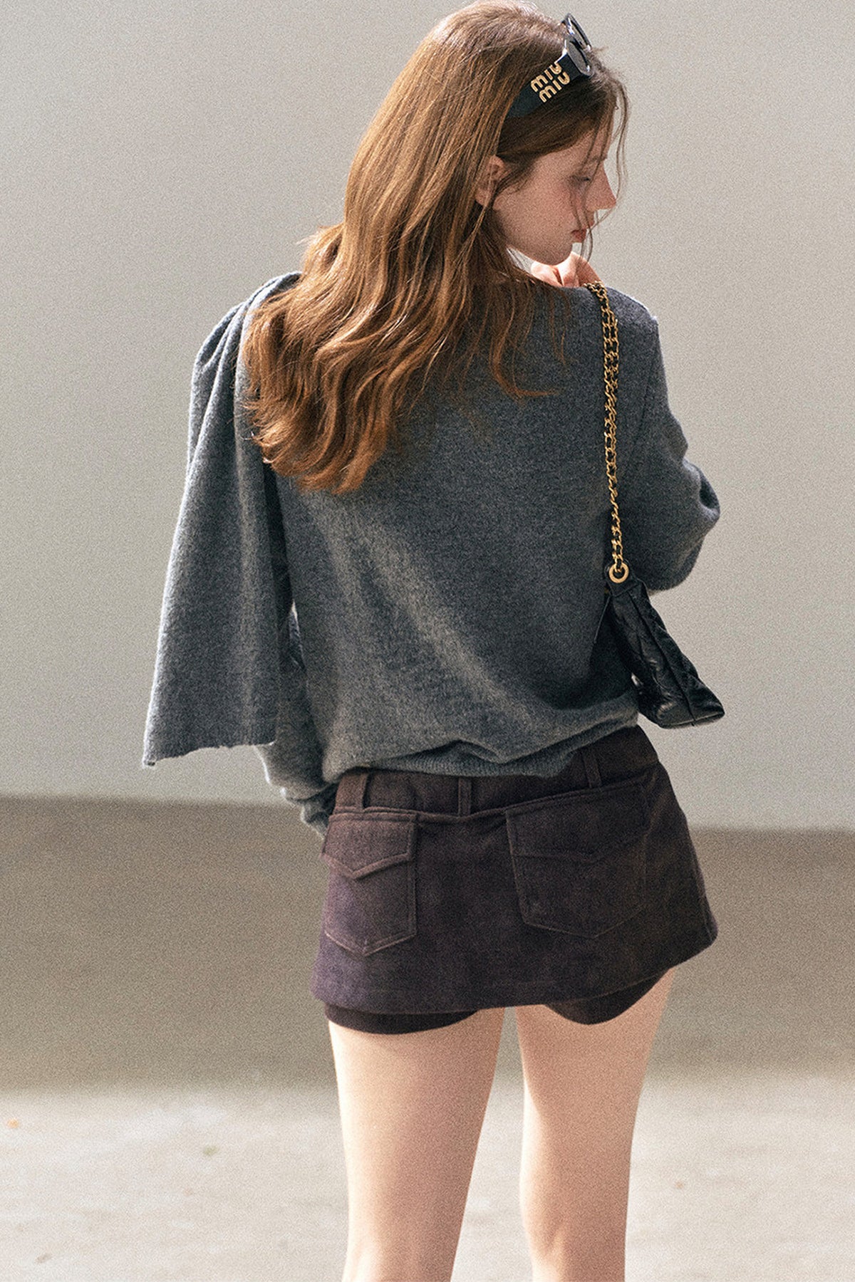 Korean-Style Long-Sleeve Shawl-Style Knitted Sweater