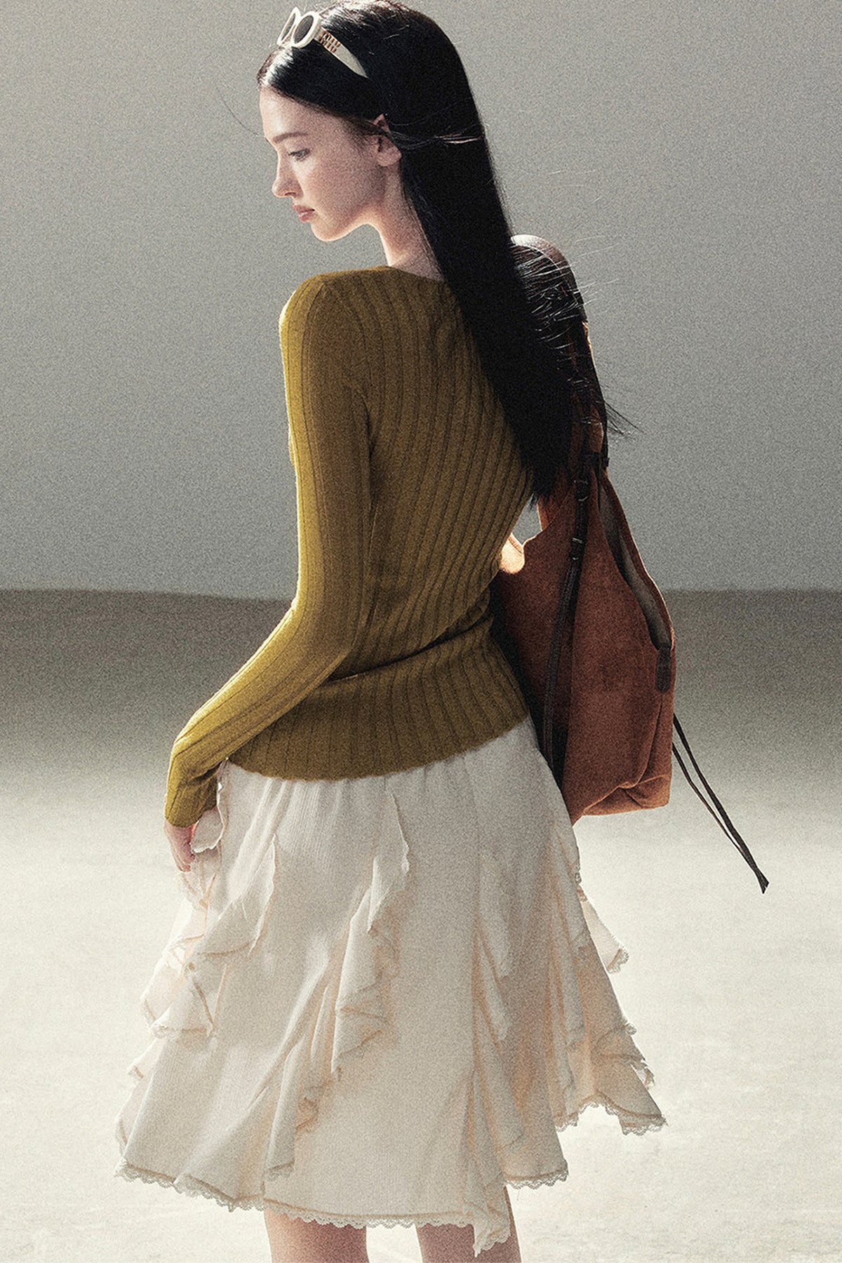 Ribbed Lace Knit Top