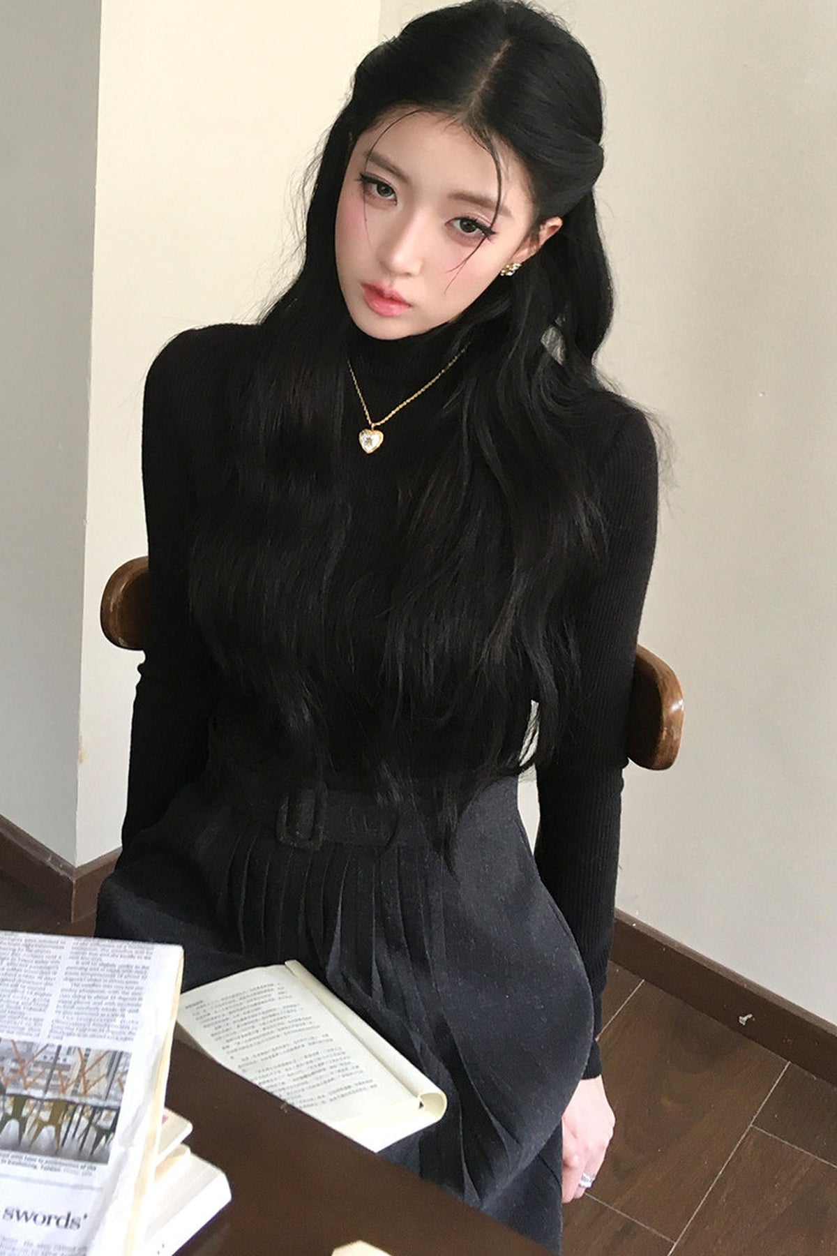Short Cape and Knitted Dress Set-Up