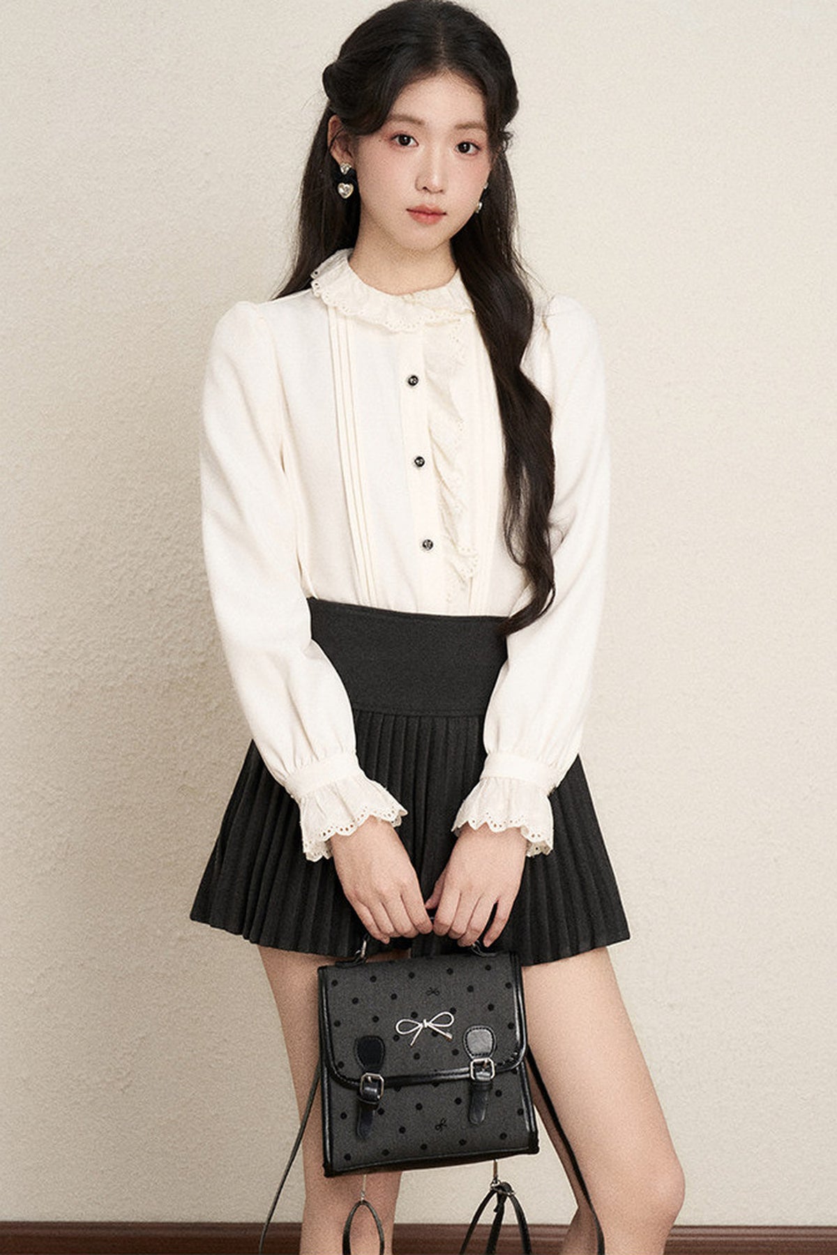 Ruffled Blouse and Vest Dress Set-Up