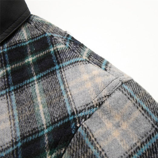 American retro patchwork woolen plaid jacket