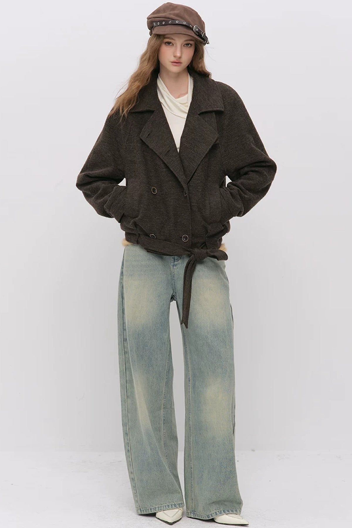 Carved Leather Newsboy Beret