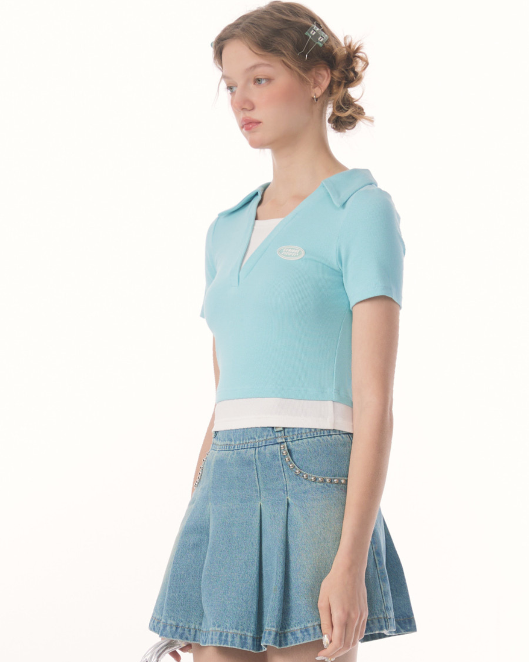 Polo coréen à col en V