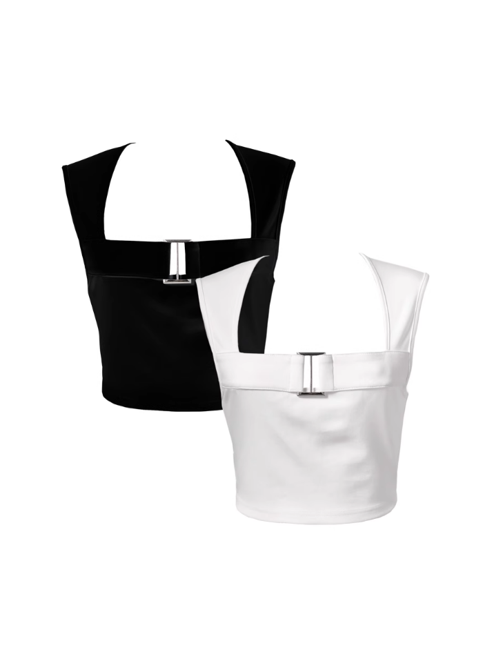 Metal buckle short sleeveless