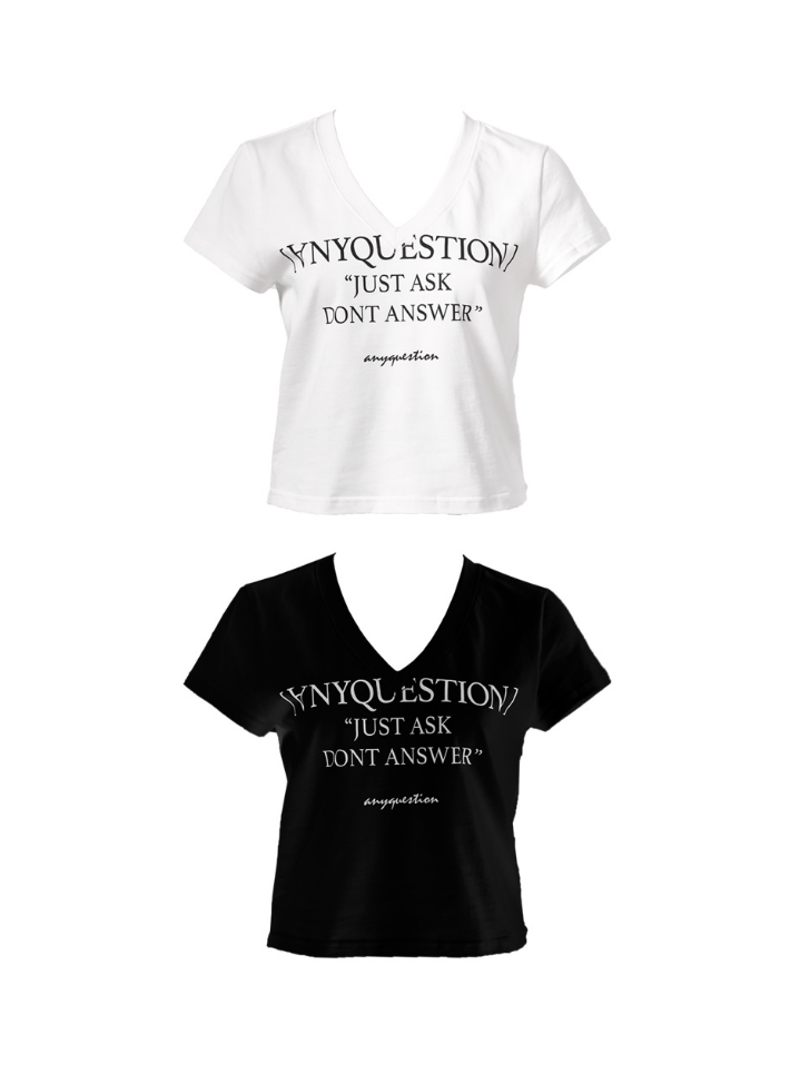 Letter Print V-Neck T-Shirt