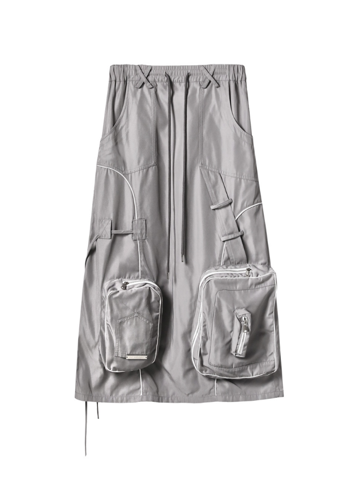 Casual Skirt with Patch Pocket Slit