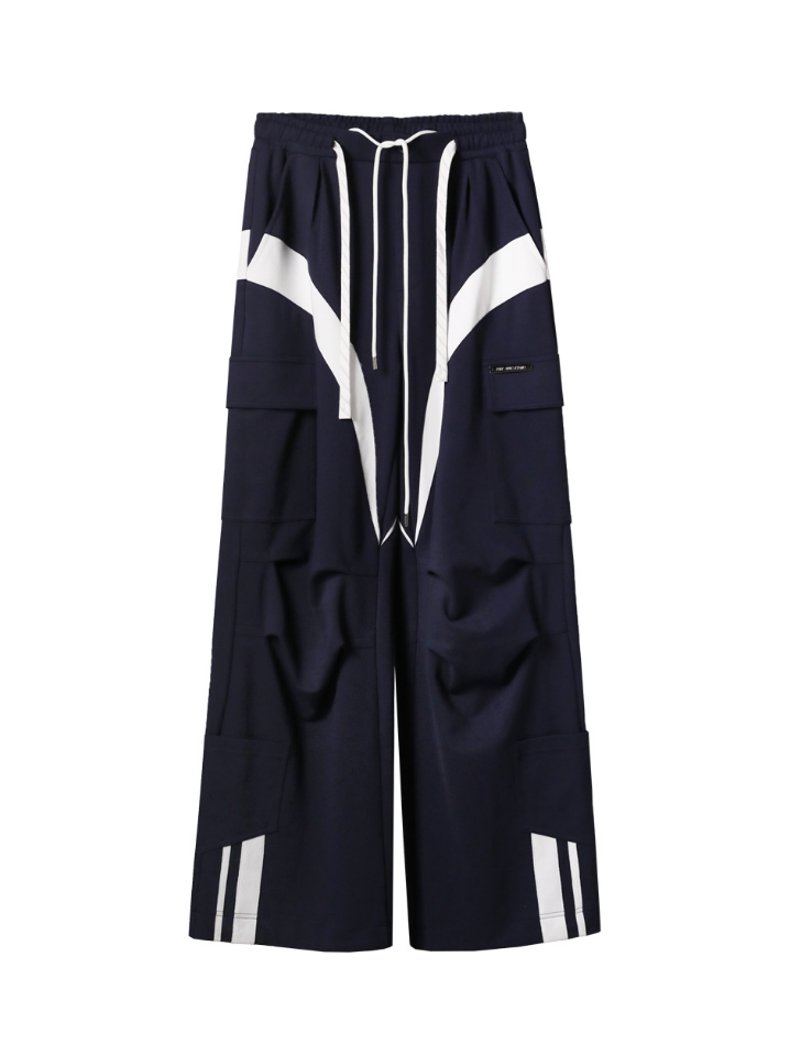 Sports Style Bicolor Double Belt Pants
