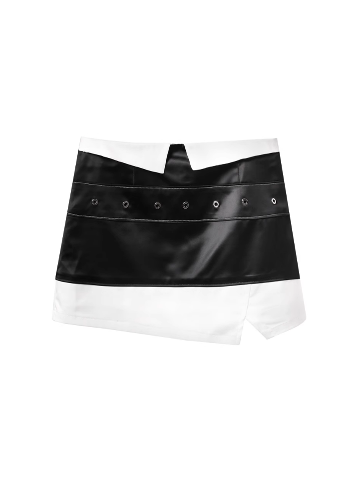 부드러운 아세테이트 오픈 라인 벨트 스커트