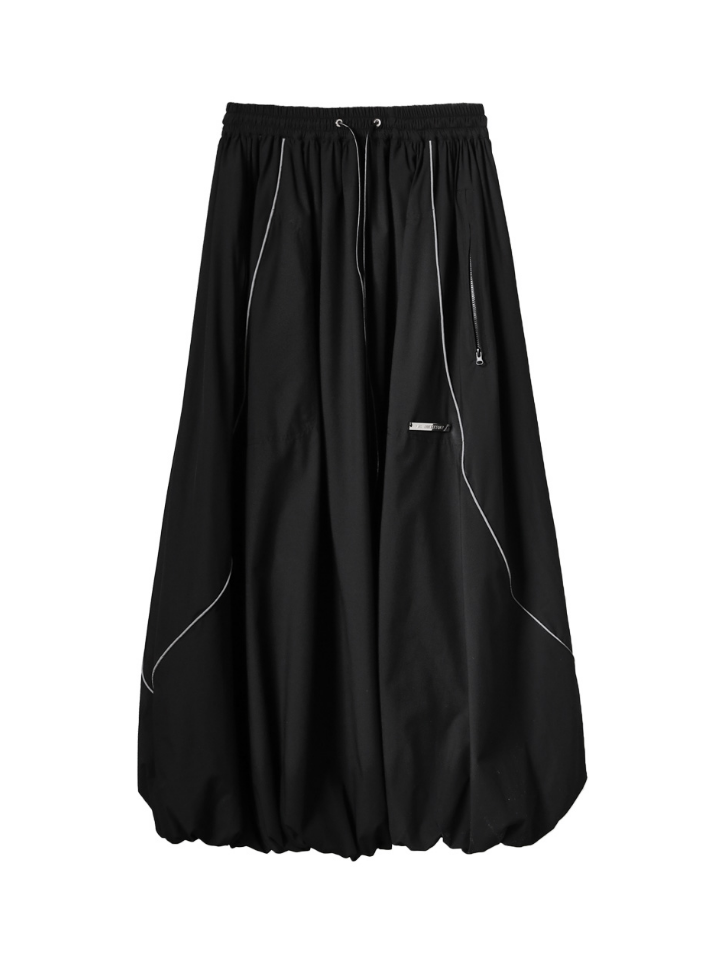 Sports Style Black Balloon Skirt