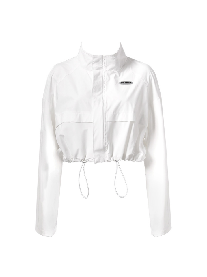 스포츠 스타일 흰색 짧은 재킷