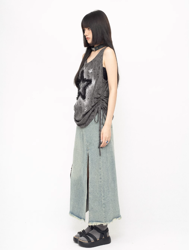 Sans manches à motif étoilé de style vintage