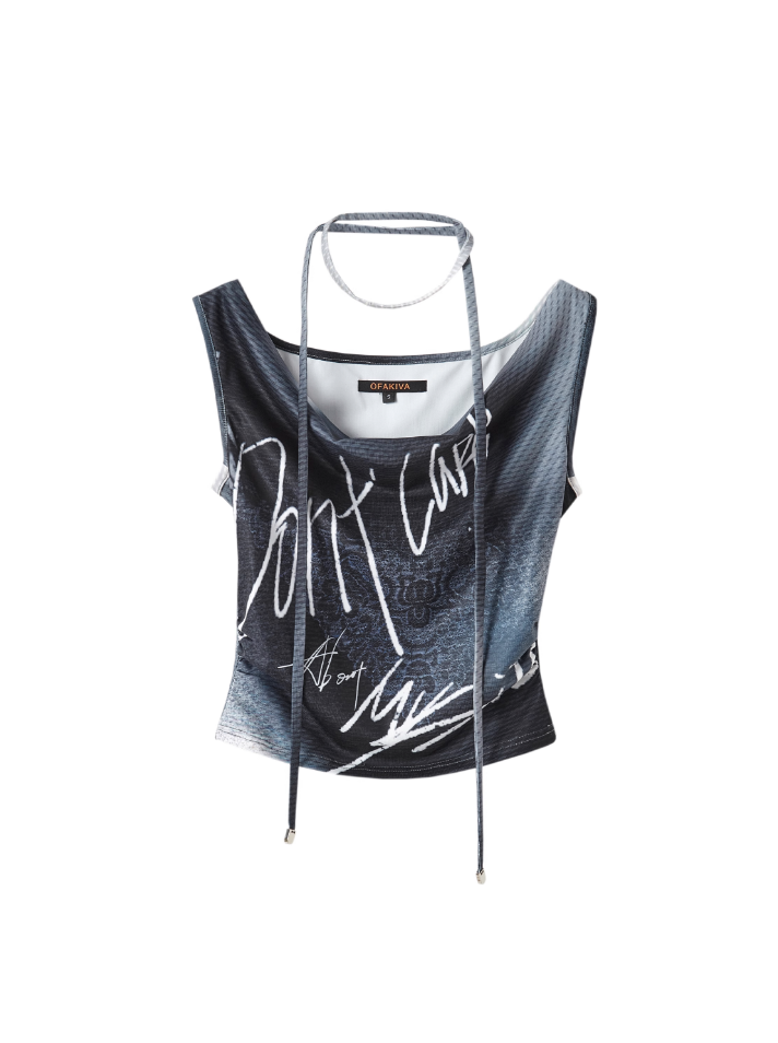 Letter Print Short Sleeveless