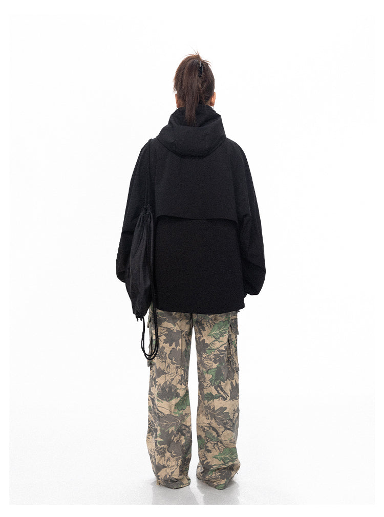 Outdoor Climbing Drawstring Embroidery Design Waterproof Jacket