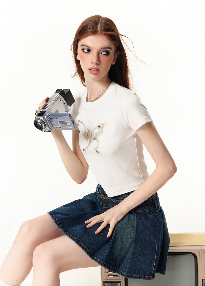 T-shirt court imprimé papillon