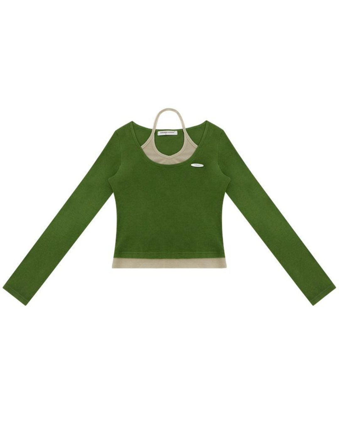 Collier dos nu en tricot à manches longues superposées