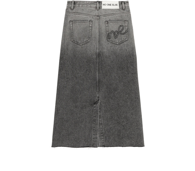 Gradient color slit denim long skirt