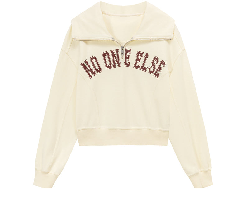 Letter Printed Zipper Loose Long Sleeve Sweat