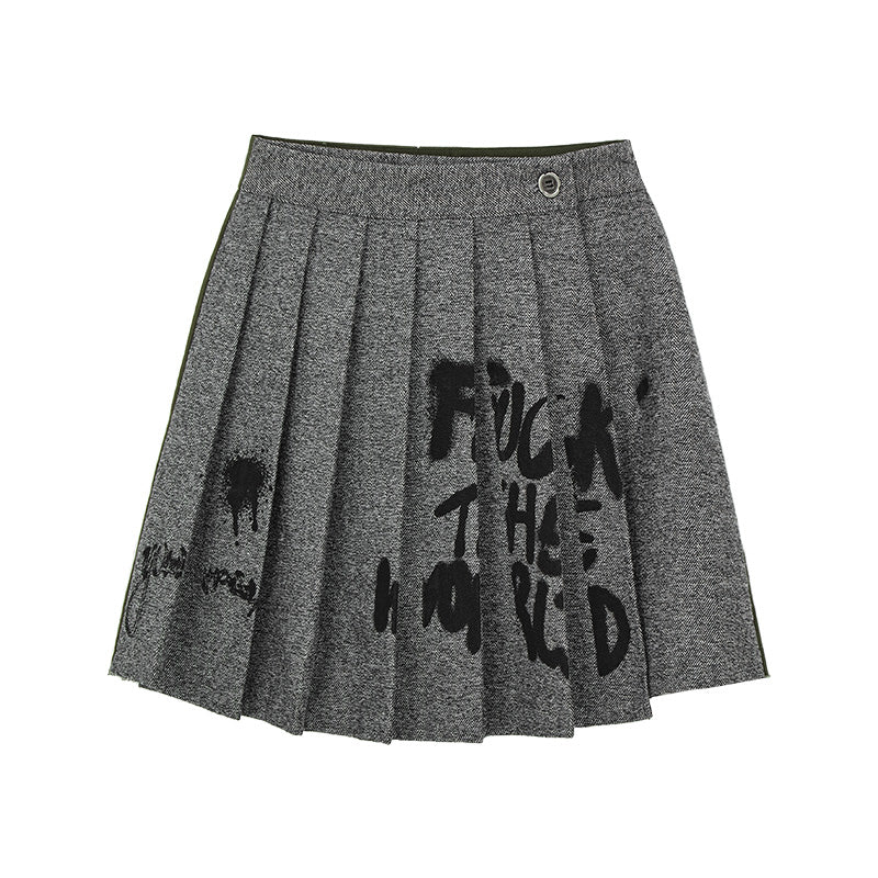 Punk Design Front Pleated Skirt