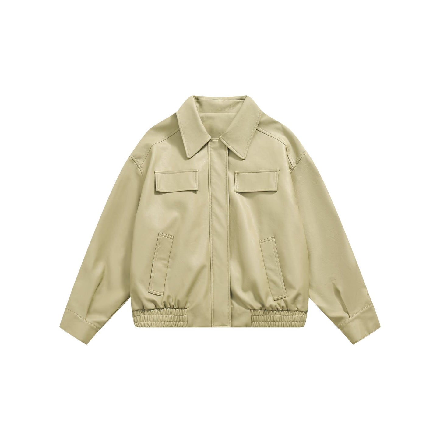 큰 실루엣 가죽 캐주얼 재킷