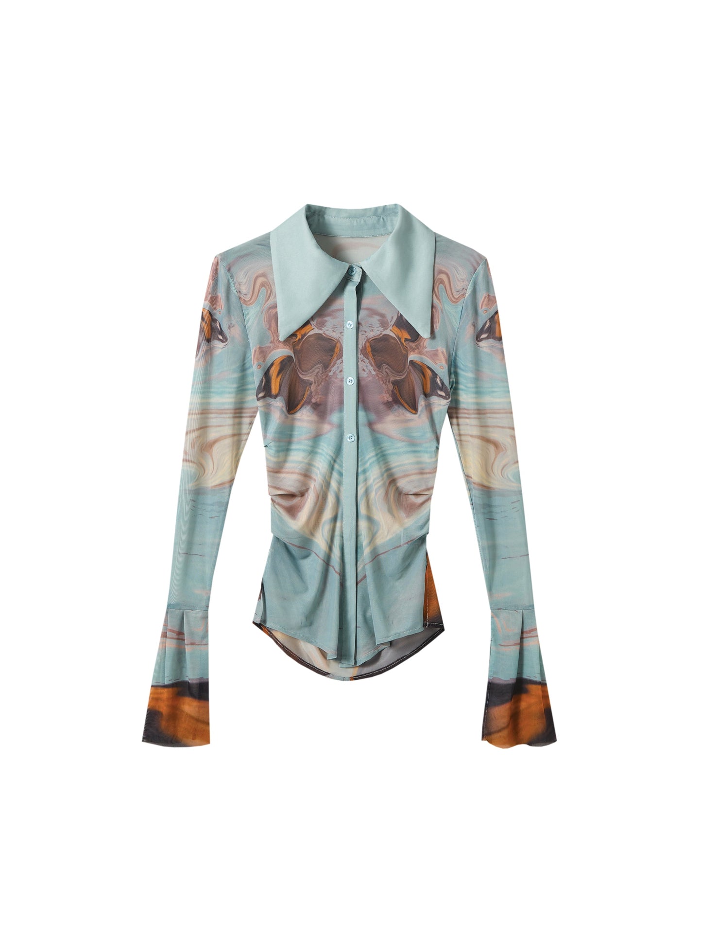 Contrast summer color painted slim shirt