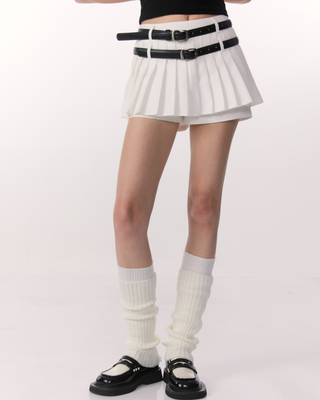 벨트 주름 치마