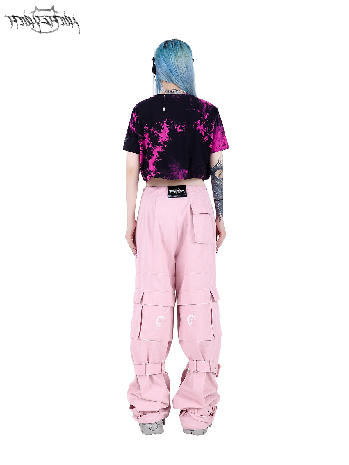 대비 컬러 타이 염색 짧은 티셔츠