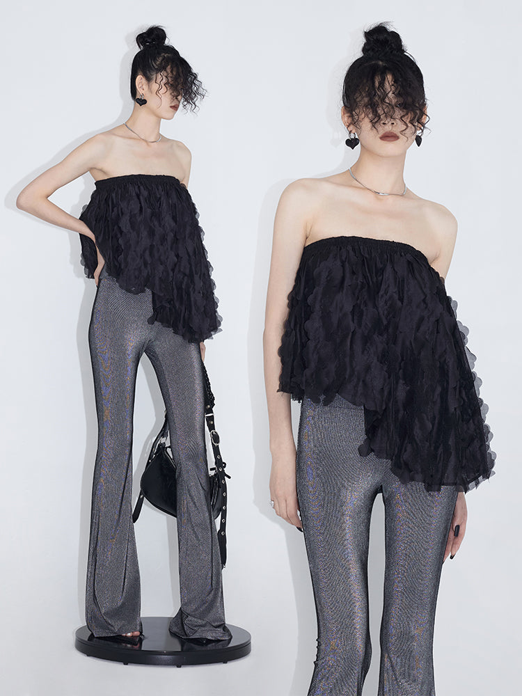 Asymmetrical Ruffle Tube Top