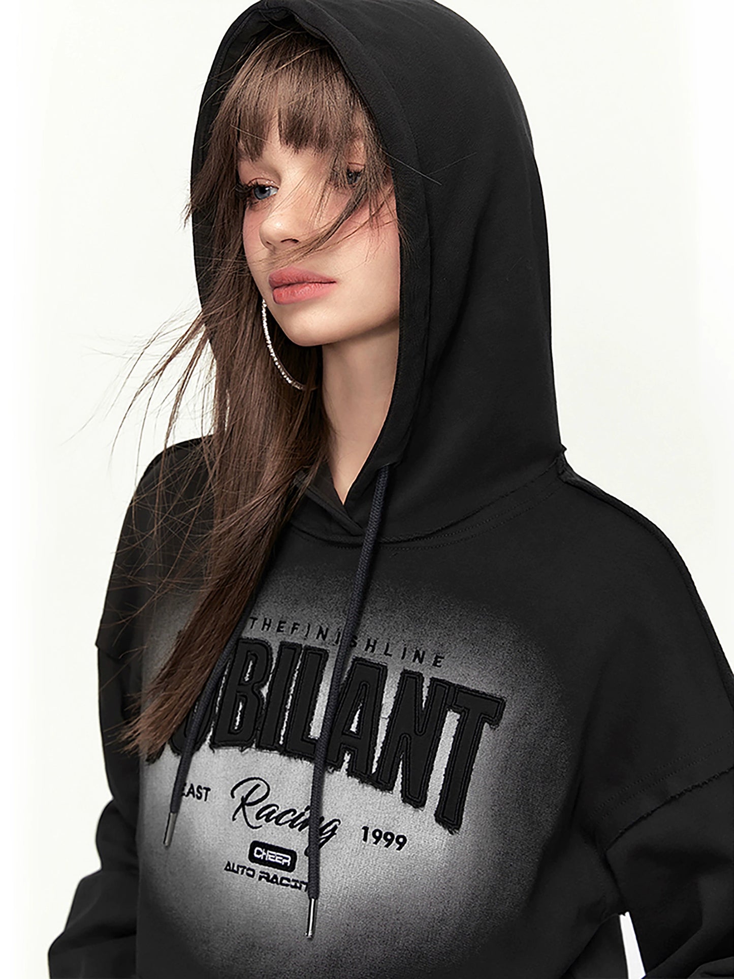 Hooded Letter Print Sweatshirt Skirt Set