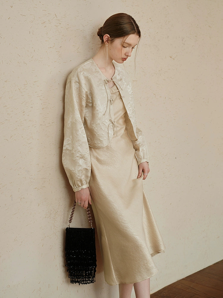 템퍼러먼트 넥 아세테이트 슬립 드레스