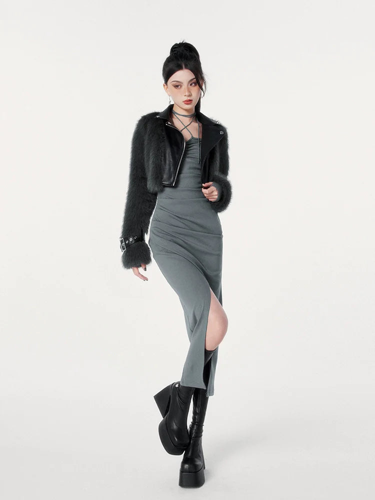 모 모드 짧은 가죽 자켓