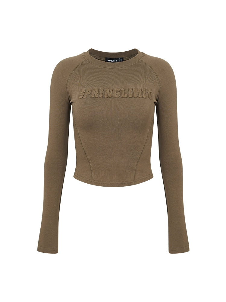 Slim Langarm Rundhalsoberteil