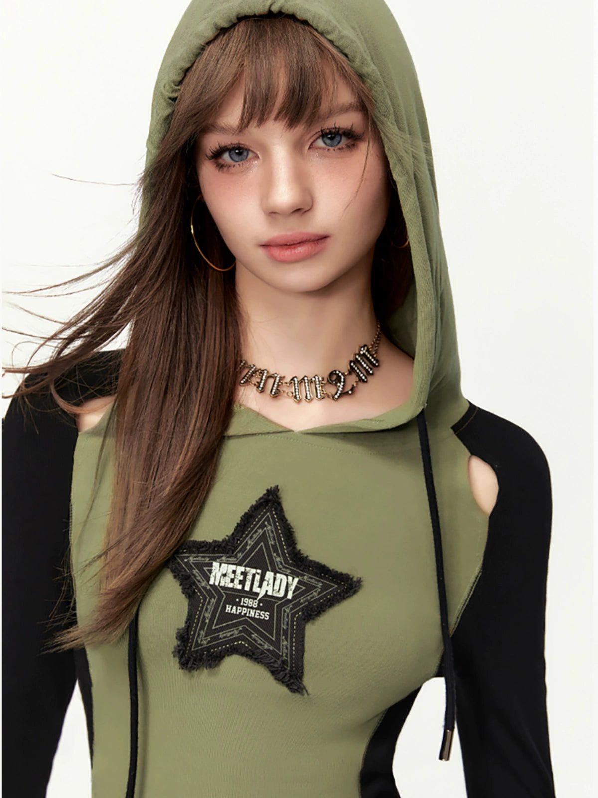 Retro Contrast Athleisure Hoodie Top