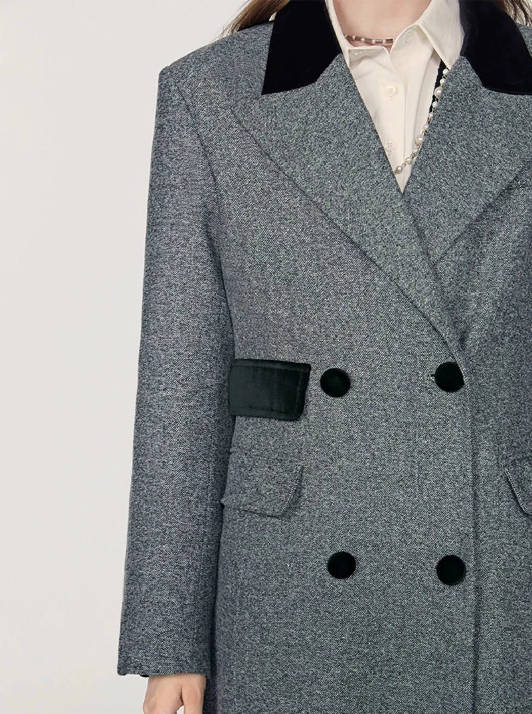 Manteau midi en tweed à chevrons entrelacés