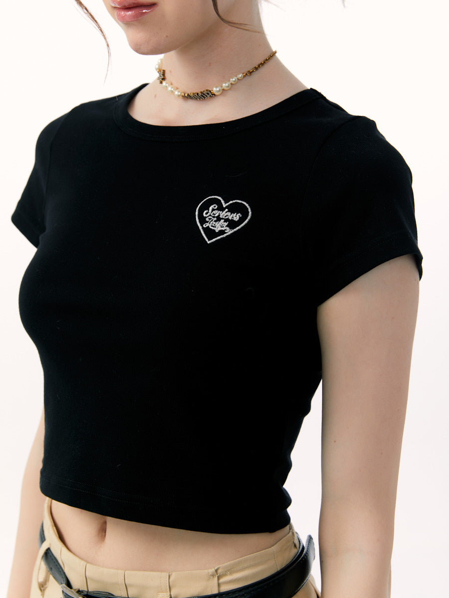 둥근 둥근 목 짧은 슬리브