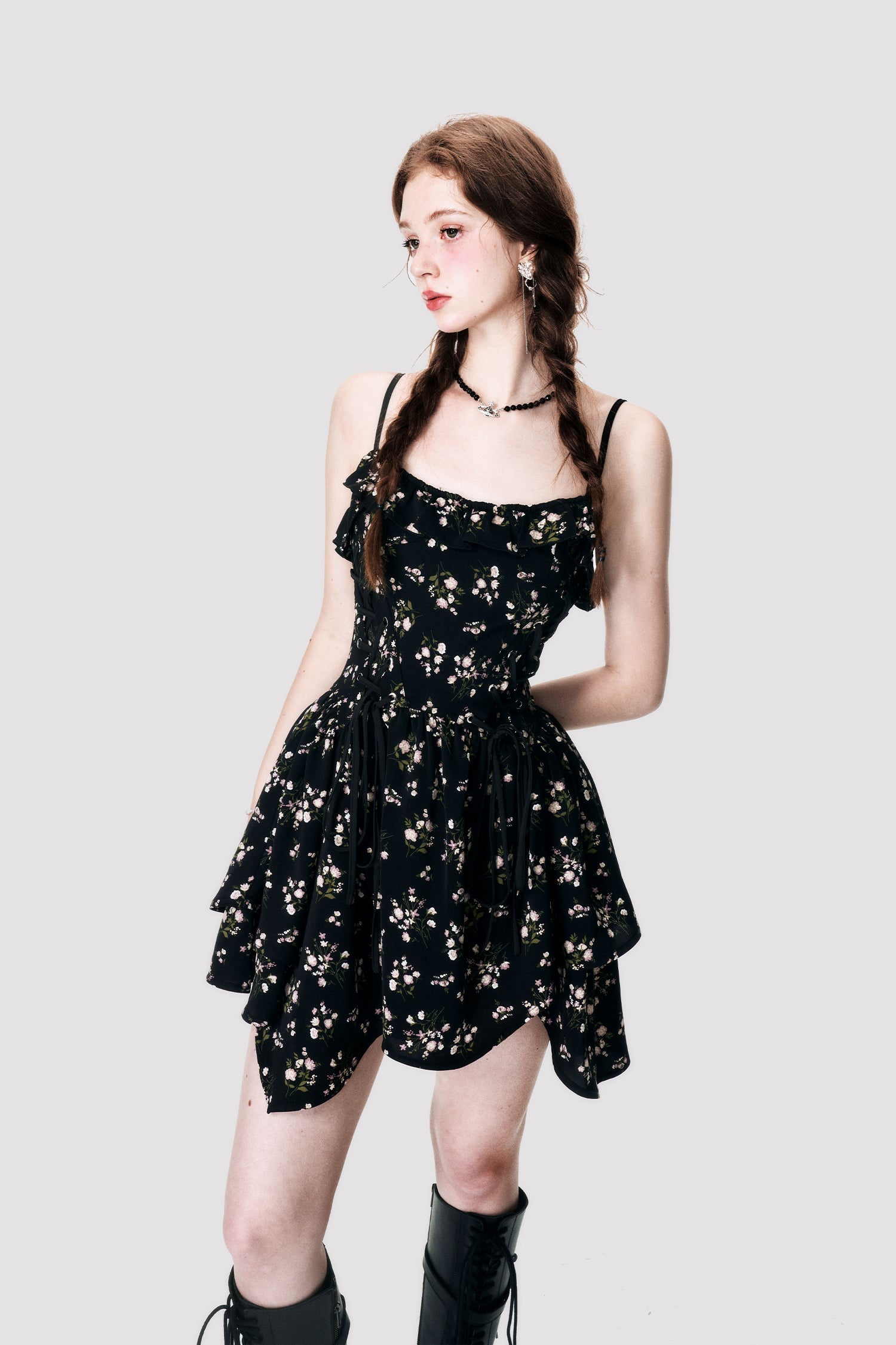 Flower Lace-Up Dress