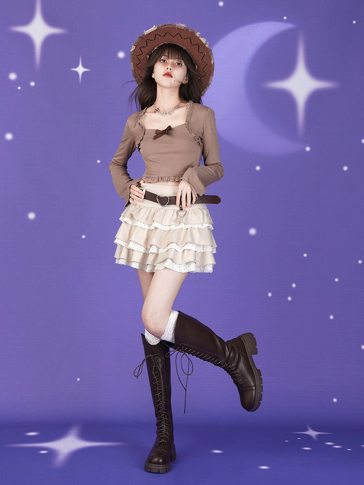 서브 높은 허리 케이크 치마