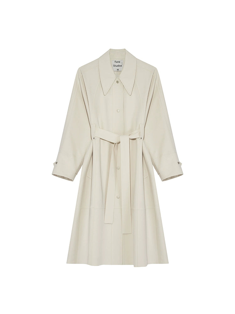 Button loose roll-neck trench coat