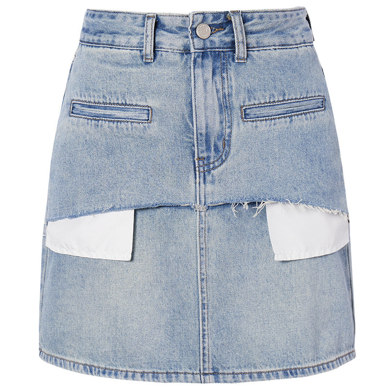 Jupe en jean à poches coupées