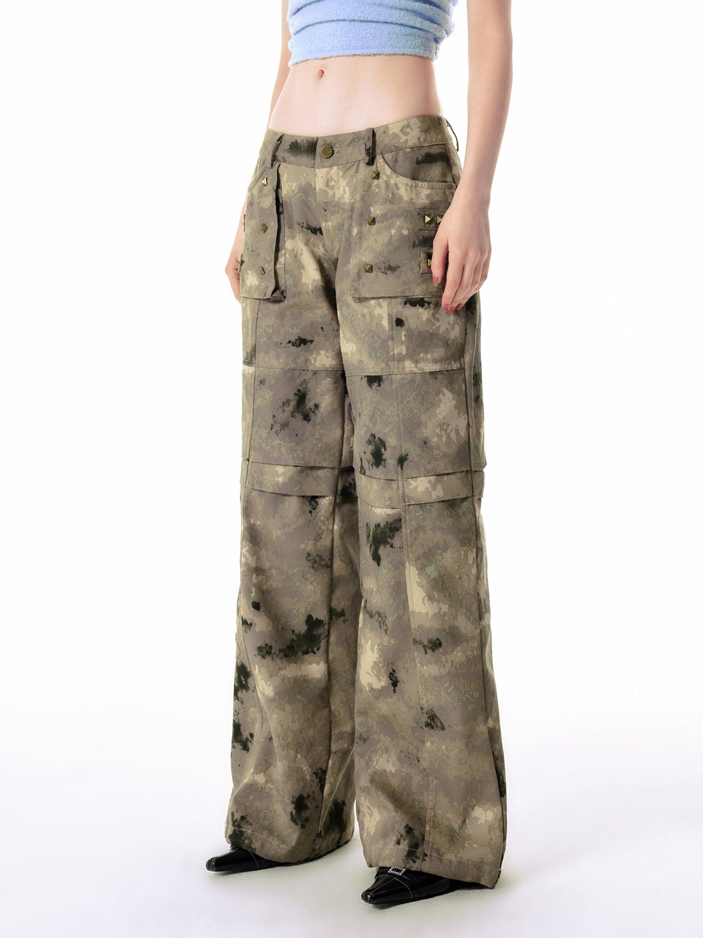 Big Pocket Low Waist Camouflage Pattern Pants