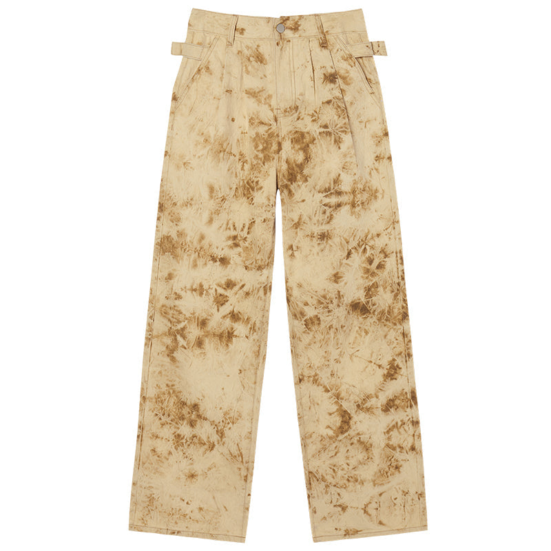 Tie-dye dyed wide straight pants