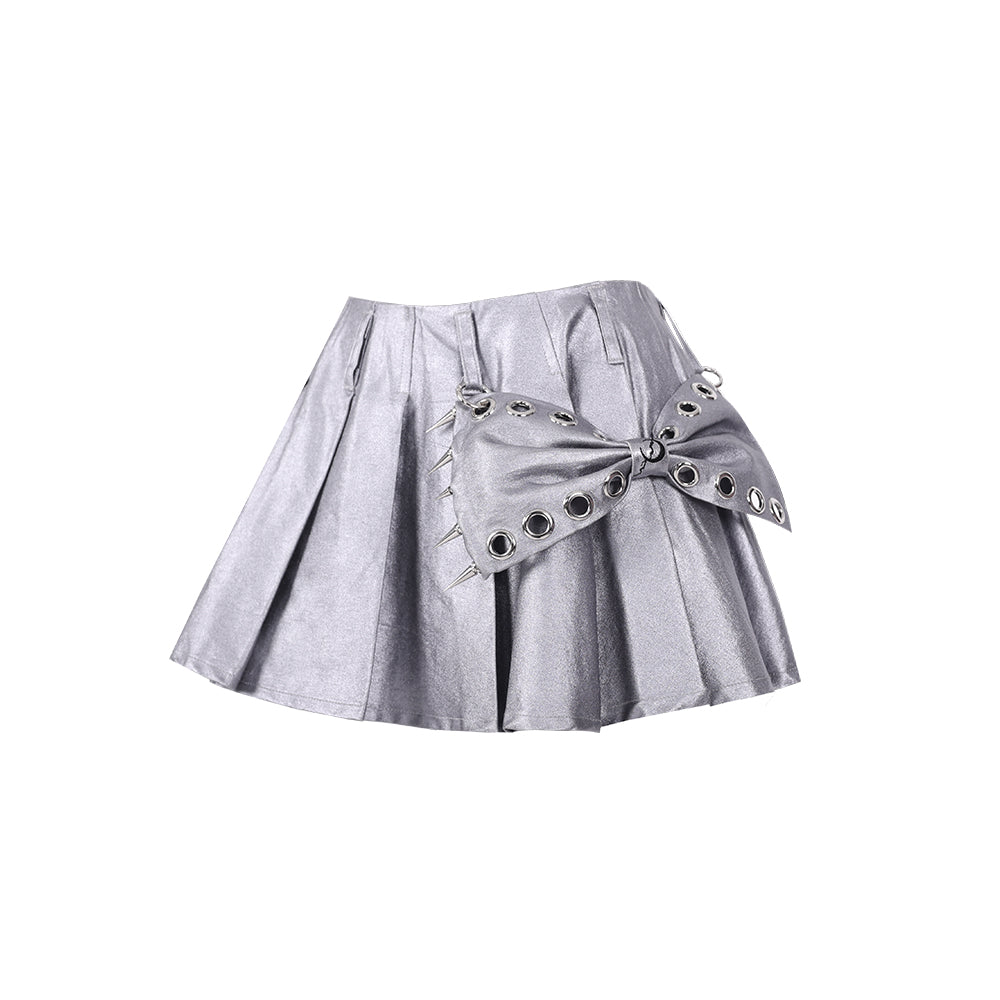 Jupe plissée Ribbon Point Metallic Silver