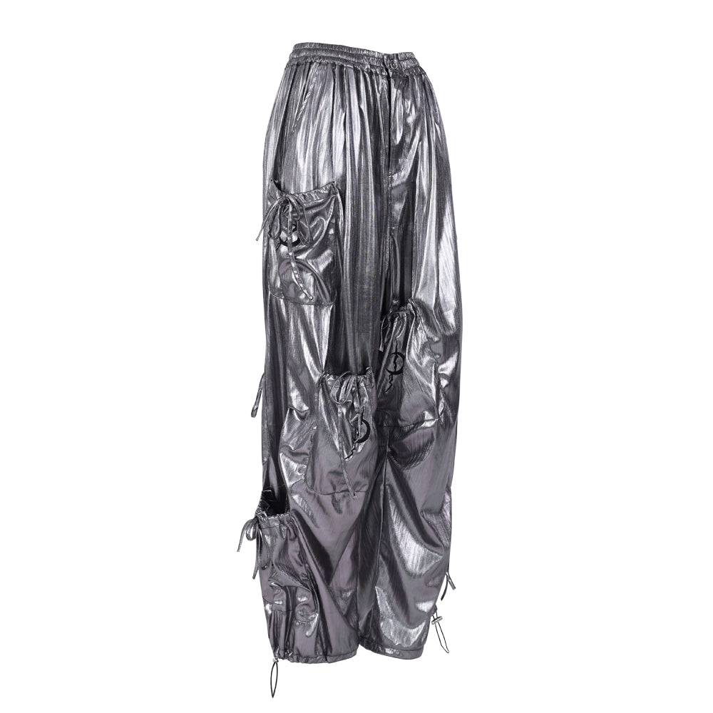 Pantalon métallique ample avec poche de travail