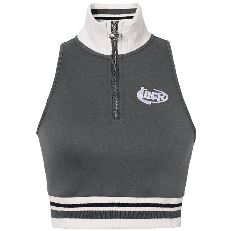 Color Stripe Sleeveless Tight Zip Top