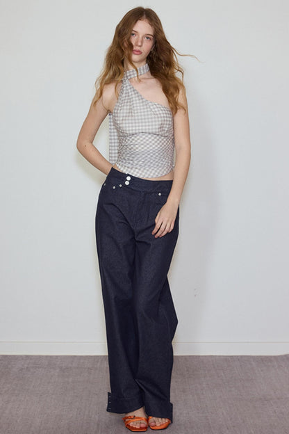 Plaid Silk Blend Suspender Set-Up