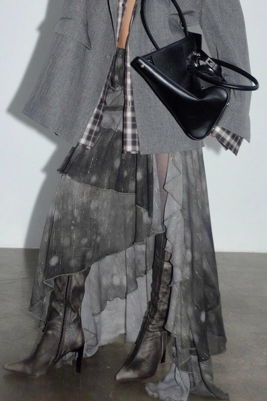 Misty Forest Chiffon Ruffle Skirt