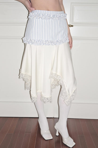 Striped Lace Half-Skirt