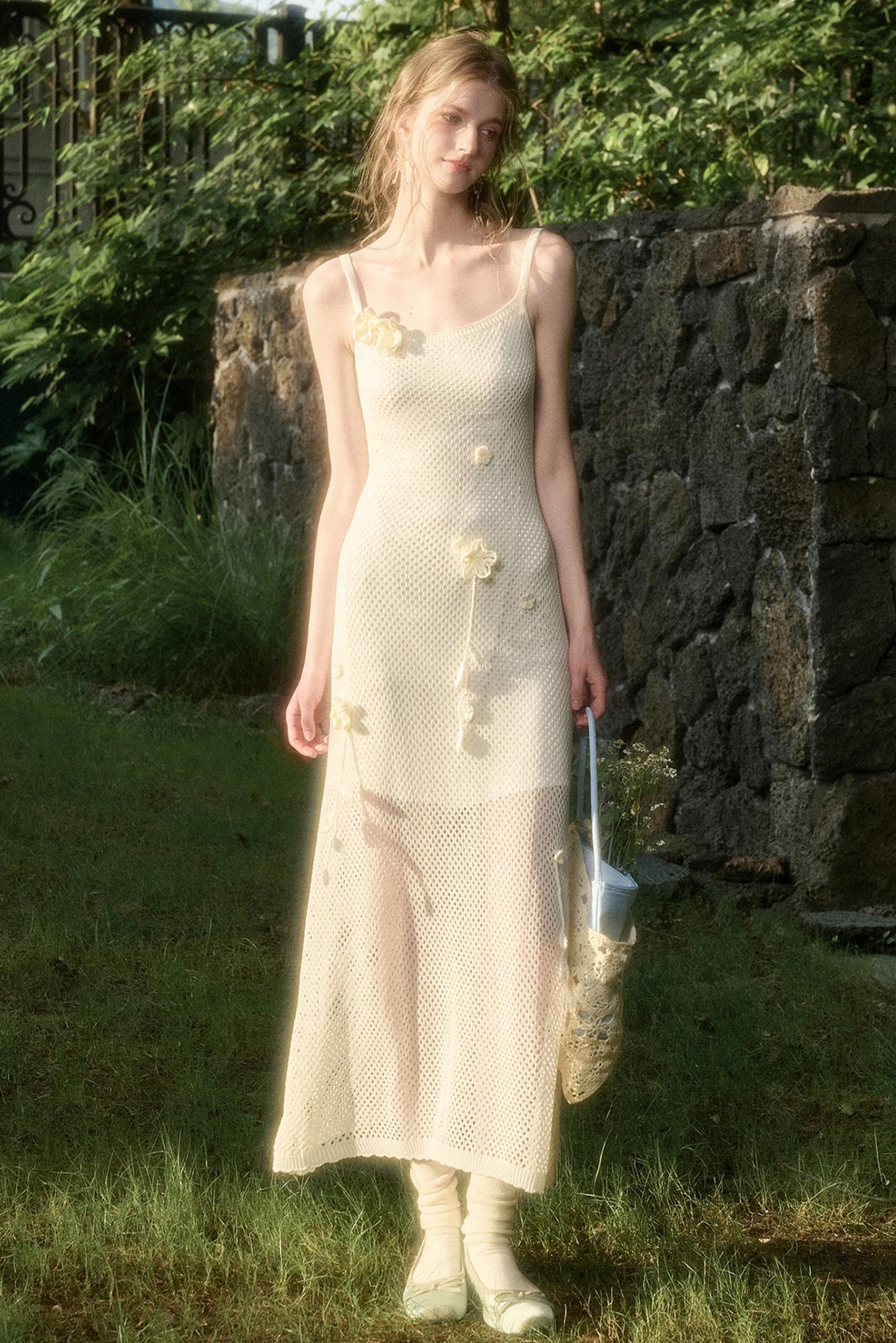 White Floral Knit Dress